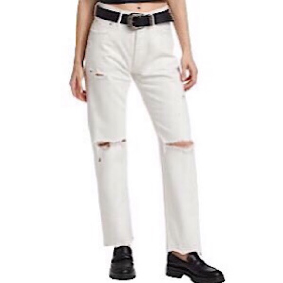 “NEW” Moussy Vintage Odessa High-Rise Distressed Straight-Leg Jean - Picture 2 of 11